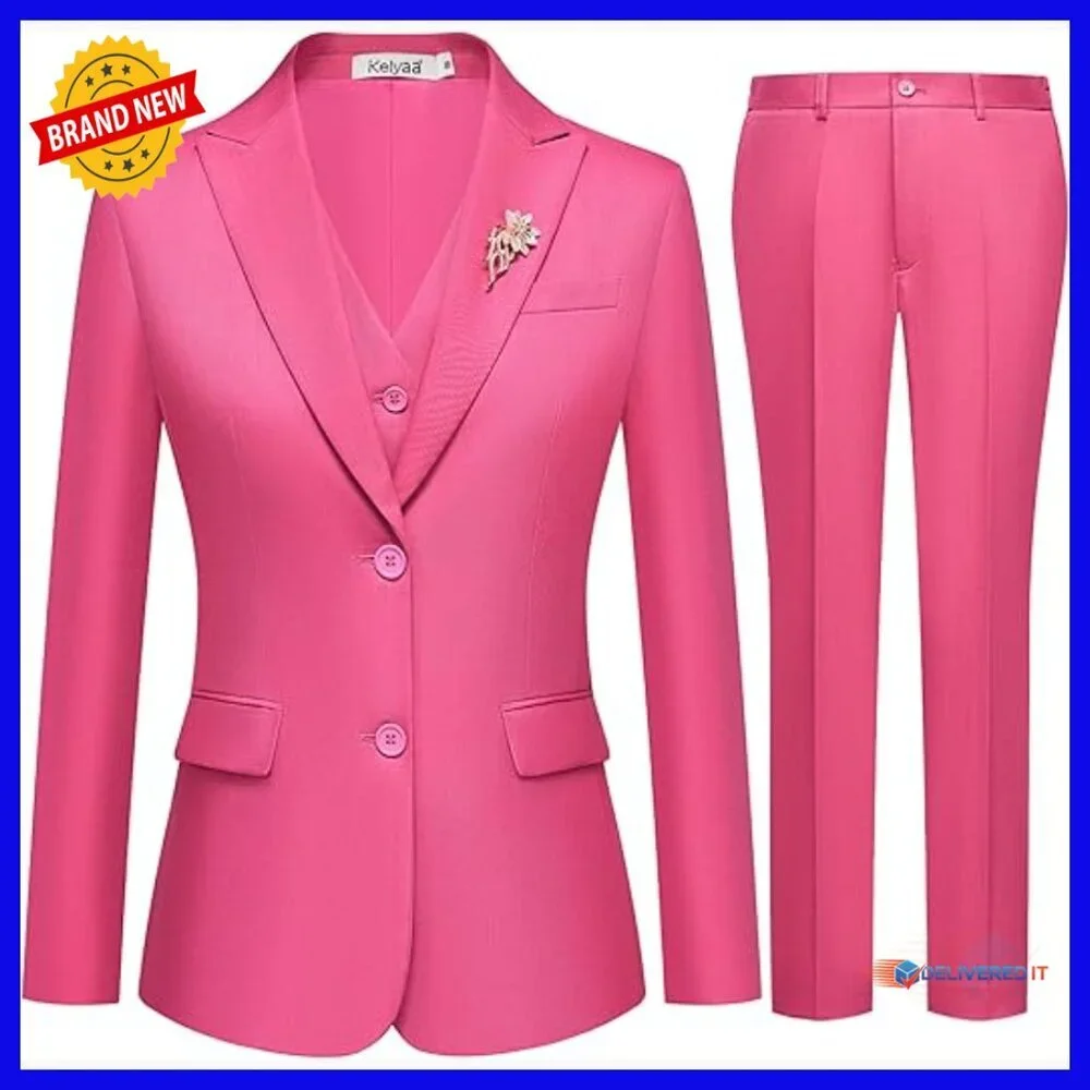 Slim Fit 3-Piece Business Suit Set Blazer Vest Pants Office Wear